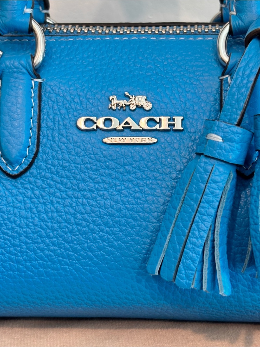 COACH Lacey “Electric Blue" Pebbled Leather Mini Crossbody Bag $398+ - Picture 2 of 16